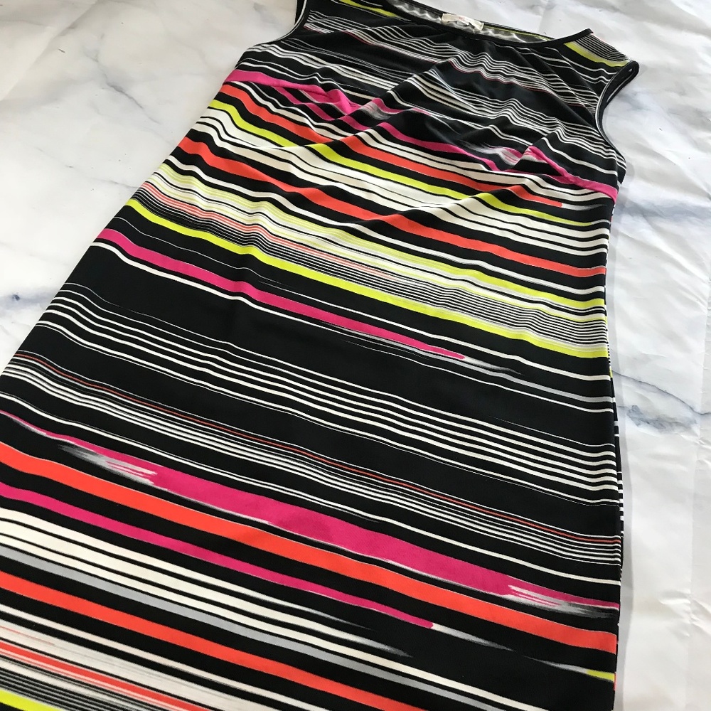 Trina by Trina Turk Black Neon Stripe Sheath Dress - Picture 3 of 8
